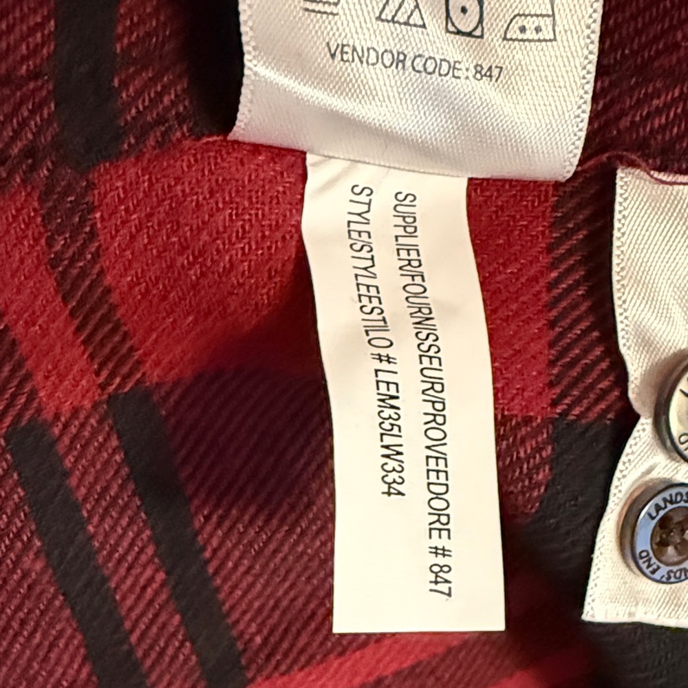 Lands' End Men's Plaid Button-Down Shirt - Red and Black - Picture 10 of 11